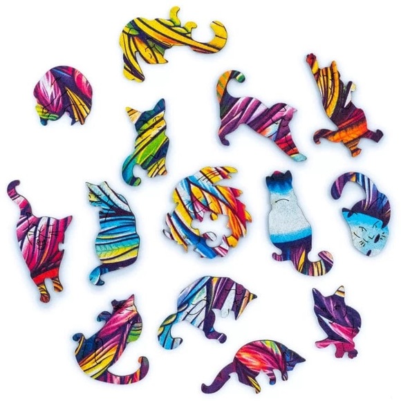 🧩🐈‍⬛🐱 Wooden, colorful cat puzzle with cat-shaped pieces - Picture 4 of 4